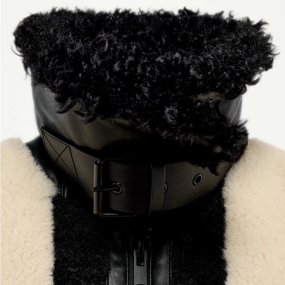 New Zara faux fur patchwork jacket in black/white - XS - Picture 4 of 6